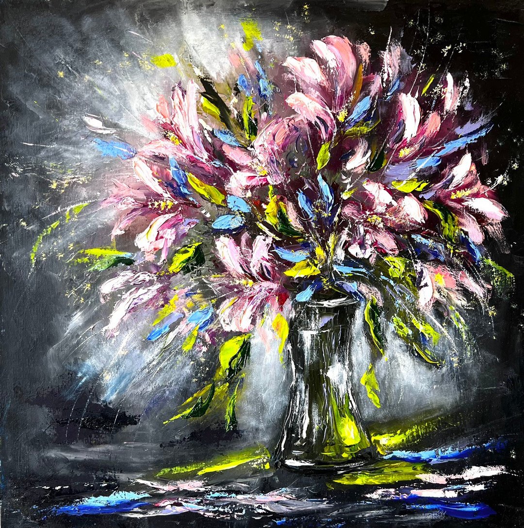 花卉绘画花卉原创艺术 40x40 厘米/ 16x16 英寸 AnaskoArt 出品 - 海报/装饰画/版画 - 棉 多色