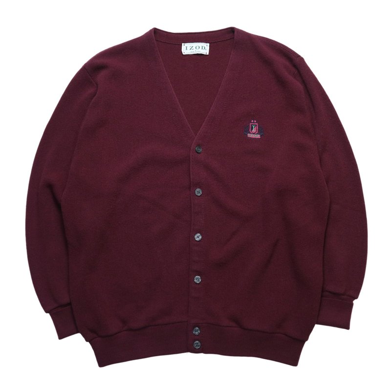80s IZOD 美国制 酒红色开襟针织衫 - 男装针织衫/毛衣 - 压克力 红色