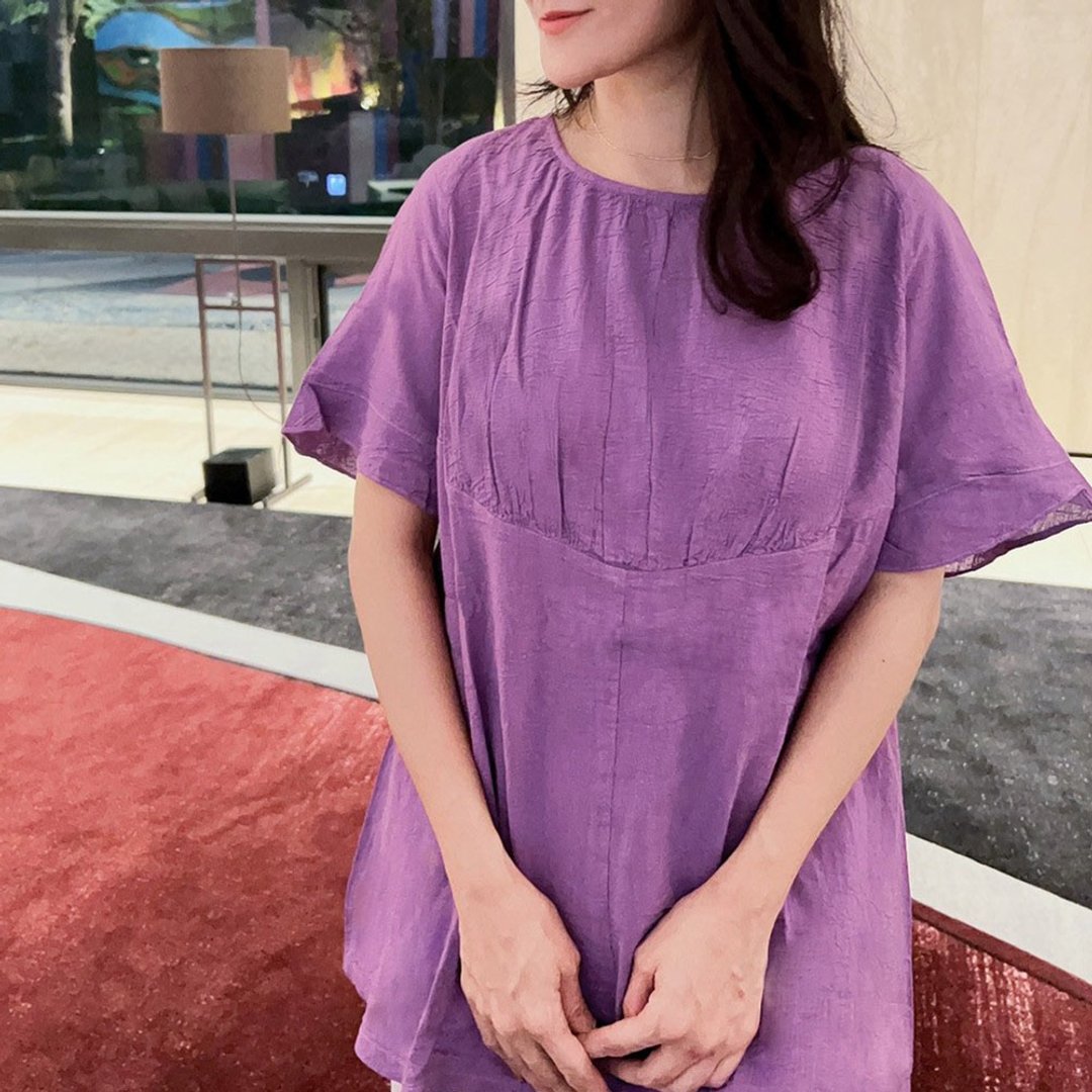 #声声慢-荷叶前领麻棉无袖长风格休闲上衣 - 女装上衣 - 棉．麻 