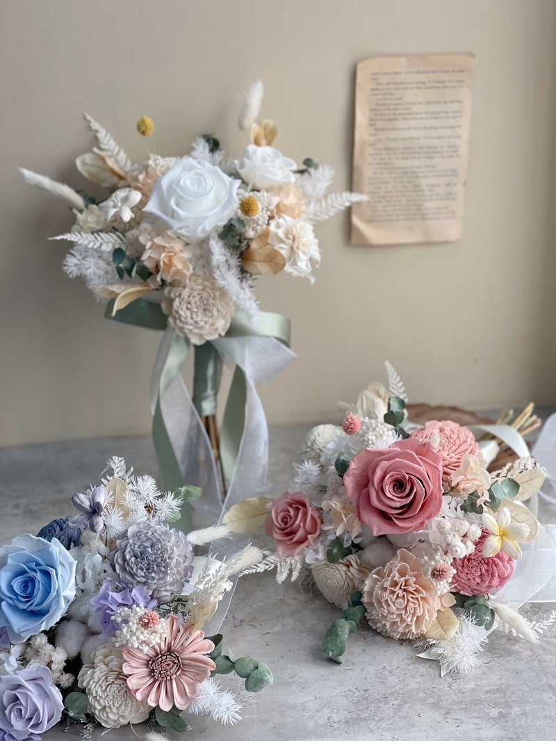 | 韩系永生小捧花 |  新娘捧花 - 干燥花/捧花 - 植物．花 粉红色