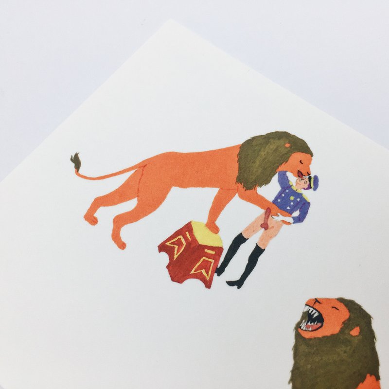 马戏班 - 狮 - 卡片/明信片 - 纸 橘色