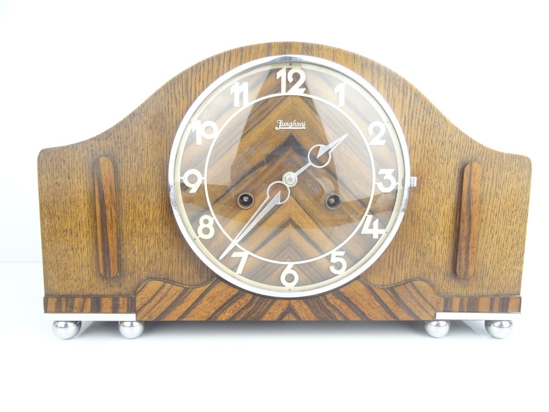 Antique Vintage German Mantel Clock JUNGHANS Shelf Bracket 8 day 1930s - 时钟/闹钟 - 木头 咖啡色