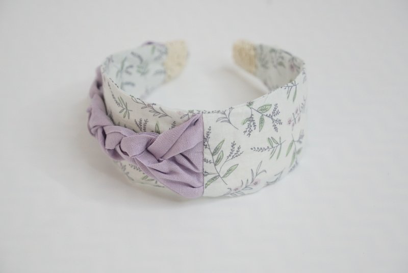 鹿栗塔原创手工设计发箍那低头的温柔进口棉麻薰衣草紫文艺发箍 - 发饰 - 棉．麻 紫色