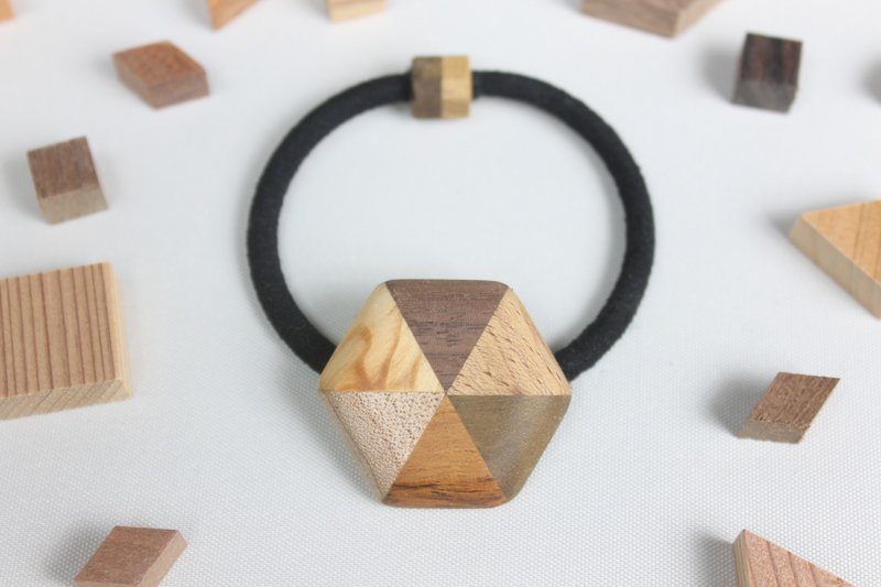 Parquet hexagonal hair rubber - 发饰 - 木头 咖啡色