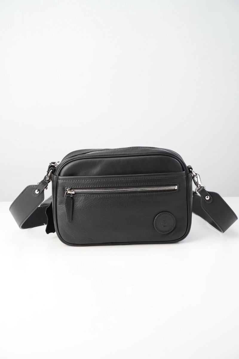 GIOVAND 原创设计头层牛皮斜挎包 单肩侧背包 側肩包 真皮男包 - 侧背包/斜挎包 - 真皮 黑色