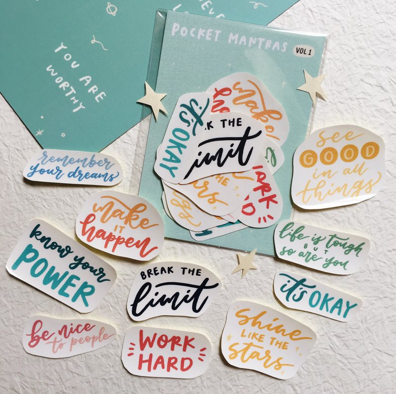 Pocket Mantras vol.1 - 曼蒂贴纸包 - 贴纸 - 纸 多色