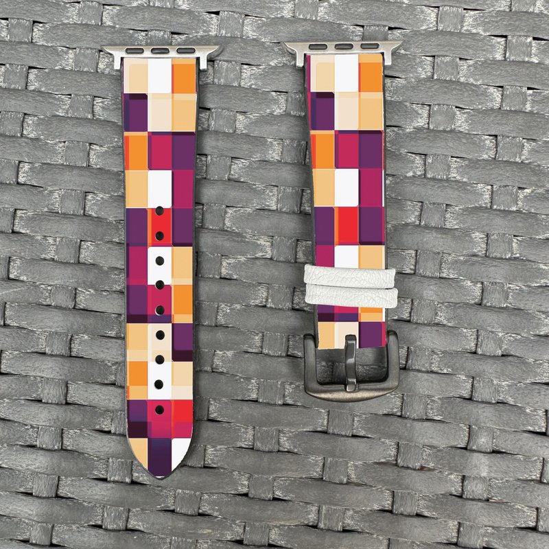 色彩格子纹图案 Apple Watch 潮流硅胶表带 - cr103 - 表带 - 硅胶 多色