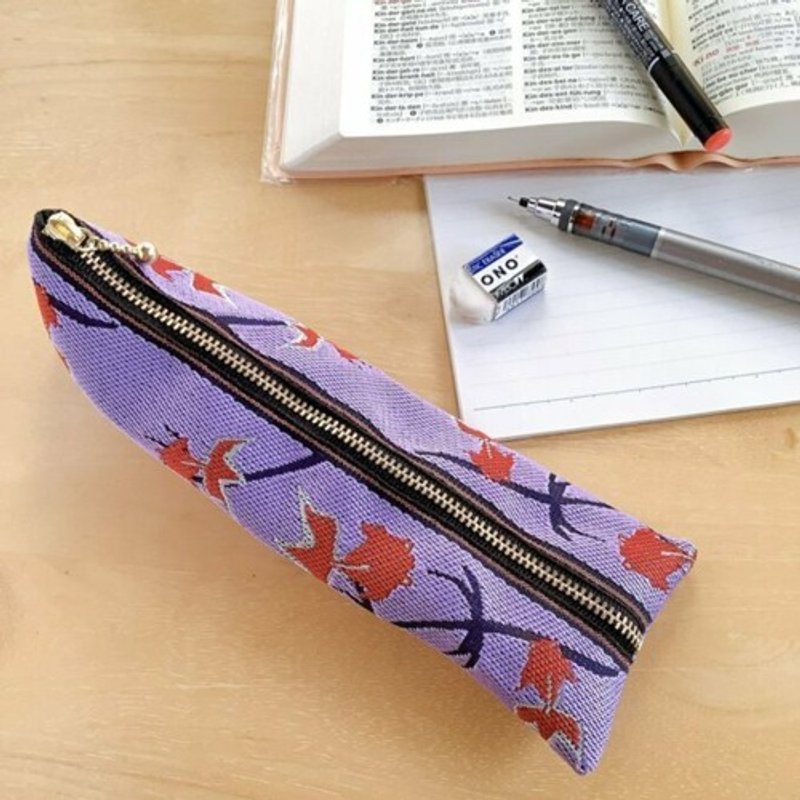 笔袋【金鱼】榻榻米布边 四面体 紫色 日式 招财和风 装饰风 - 铅笔盒/笔袋 - 其他材质 紫色