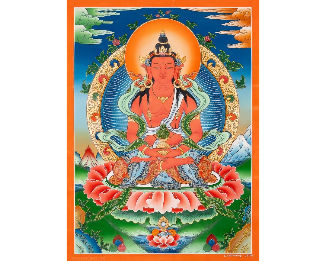 阿弥陀佛唐卡 – 藏传长寿与不朽智慧的佛陀 - 墙贴/壁贴 - 其他材质 多色