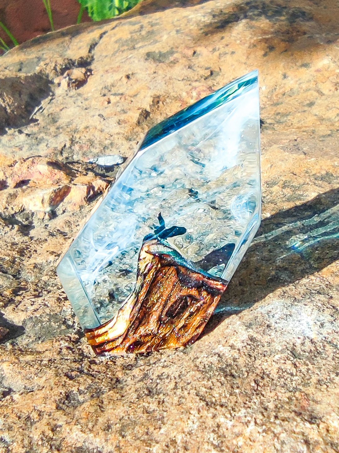 Sky Eagle Pendant with blue leather necklace adjustable length. - 项链 - 树脂 蓝色