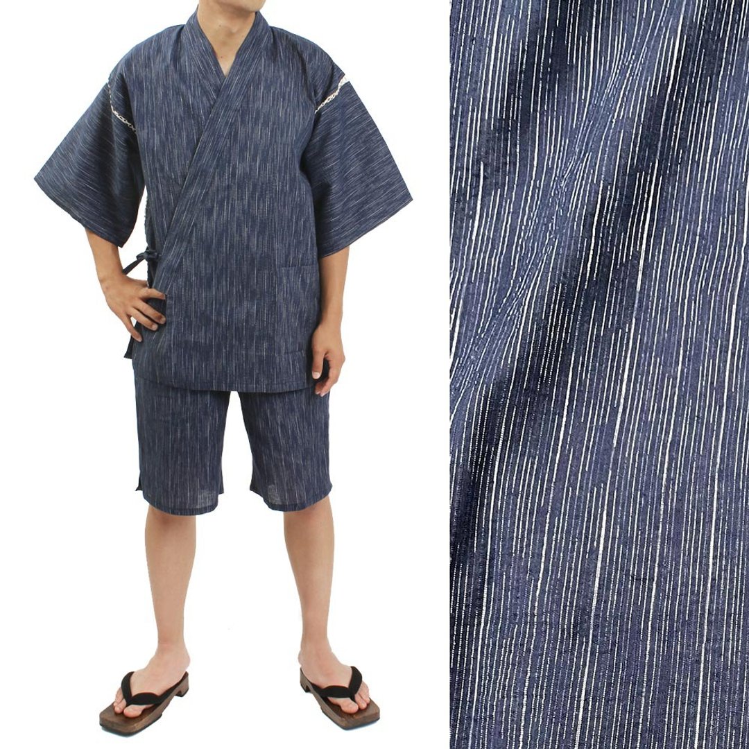 日本 和服 男士 绵麻 甚平 休闲服 睡衣 成套组 M L LL wn38 - 居家服/睡衣 - 棉．麻 白色