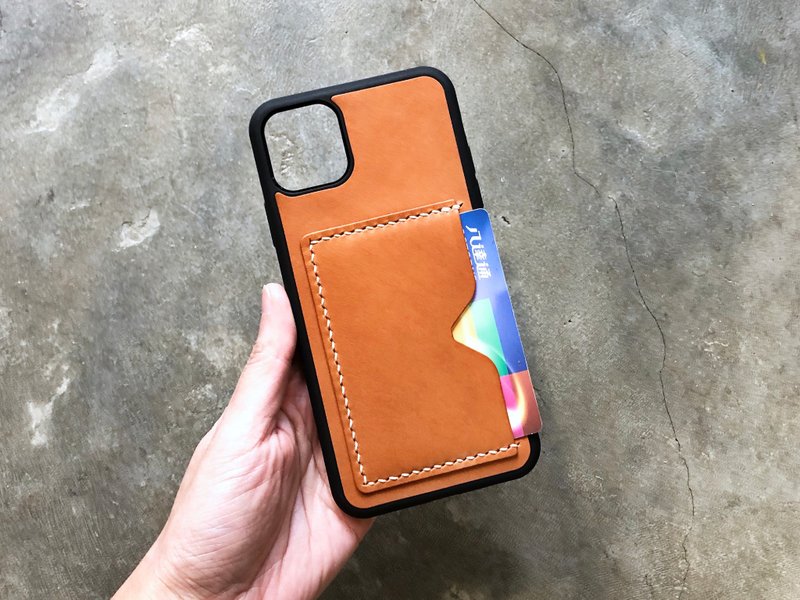 咭位手机殻 皮革材料包 iPhone15 Pro Xs XR 好好缝 意大利 刻名 - 皮件 - 真皮 橘色