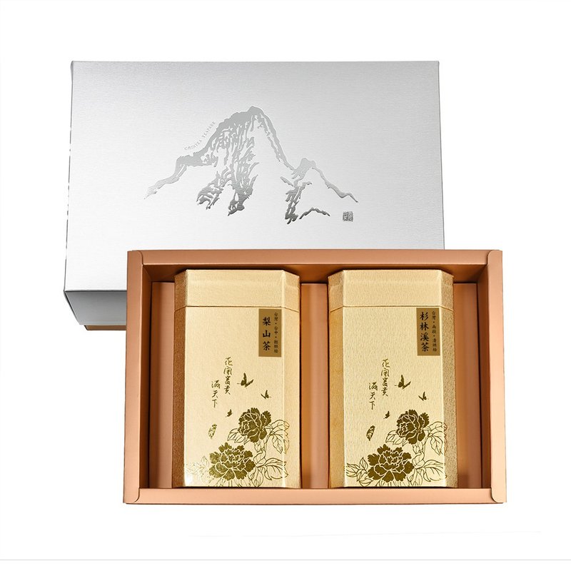 花開富貴-精选台湾乌龙茶一台斤装礼盒 (2款组合) - 茶 - 纸 金色