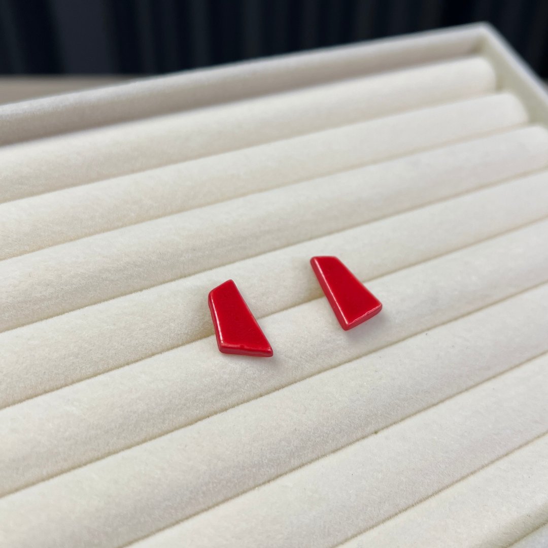 Minimalism 陶瓷耳环  Red Edge  聚会 派对 礼物 包装 - 耳环/耳夹 - 瓷 红色
