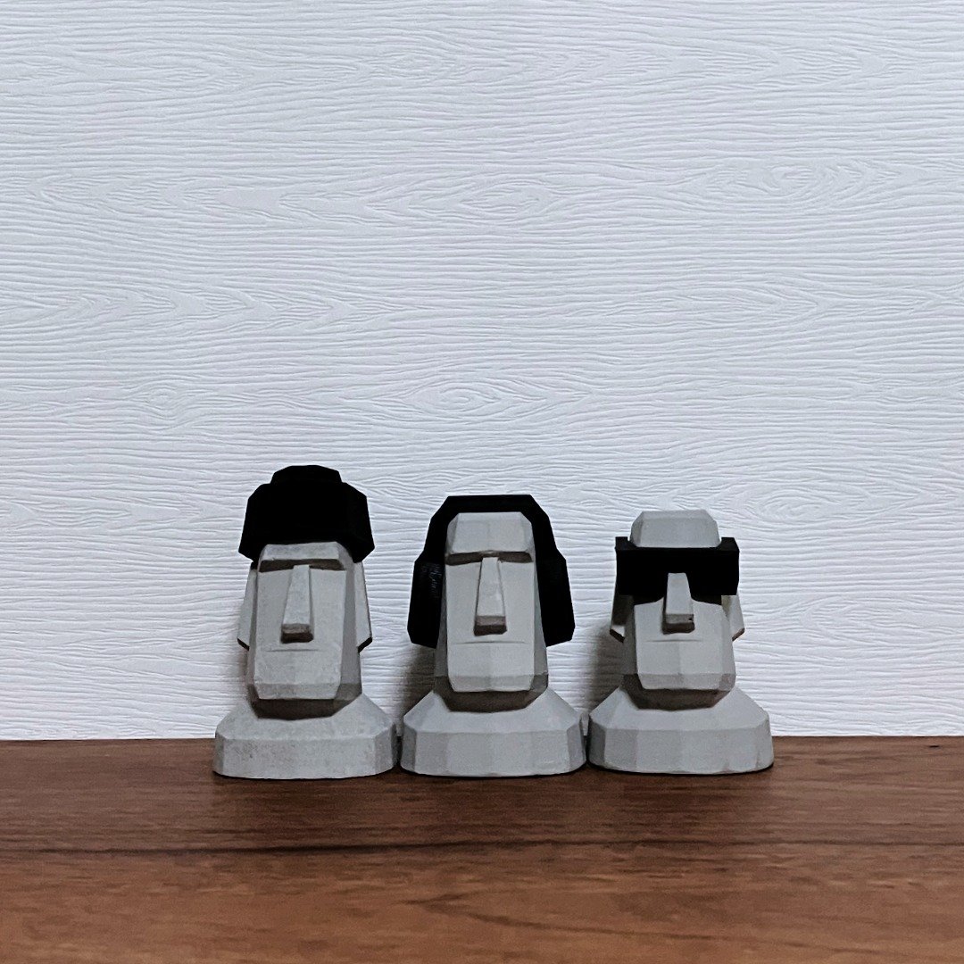 【水泥小物摆饰 - 摩艾 In Black】Low-poly / 清水模 / 送礼 - 摆饰 - 水泥 灰色
