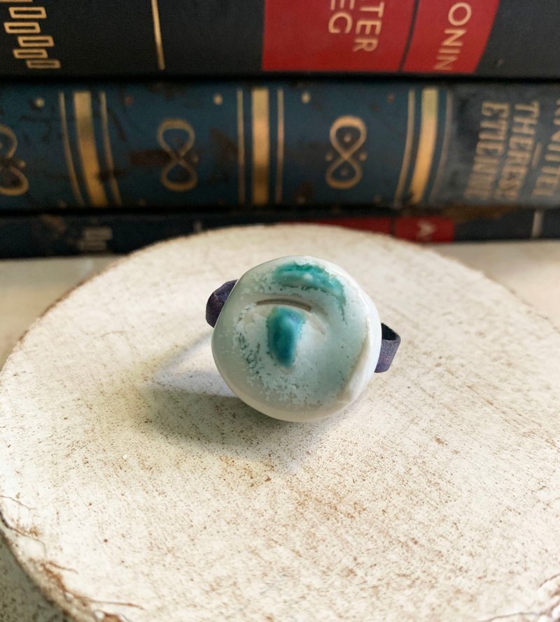 戒指 日本白瓷 自然釉色 无限看不腻色调 真皮革 艺术等级 - 戒指 - 瓷 