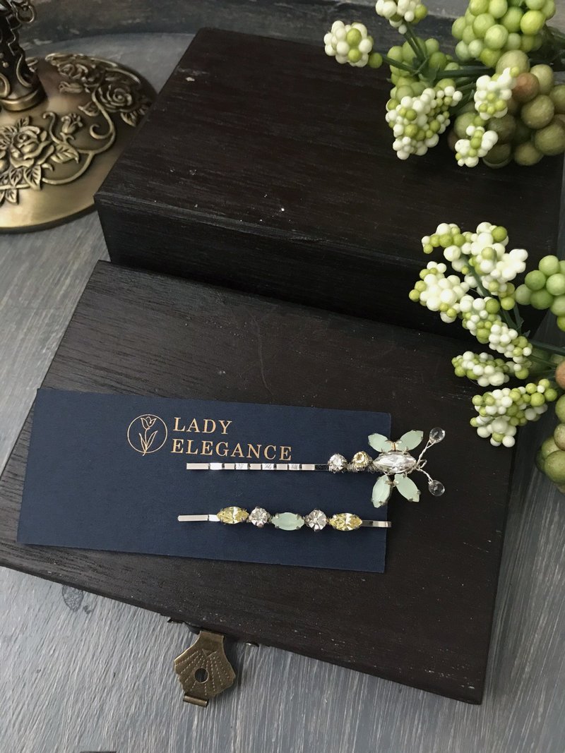 优雅小姐系列 水晶蝴蝶发夹组 - 发饰 - 其他材质 