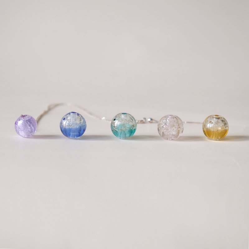 半透明 香薰精油琉璃珠 纯银颈链 项链 ALYSSA & JAMES - 项链 - 琉璃 多色