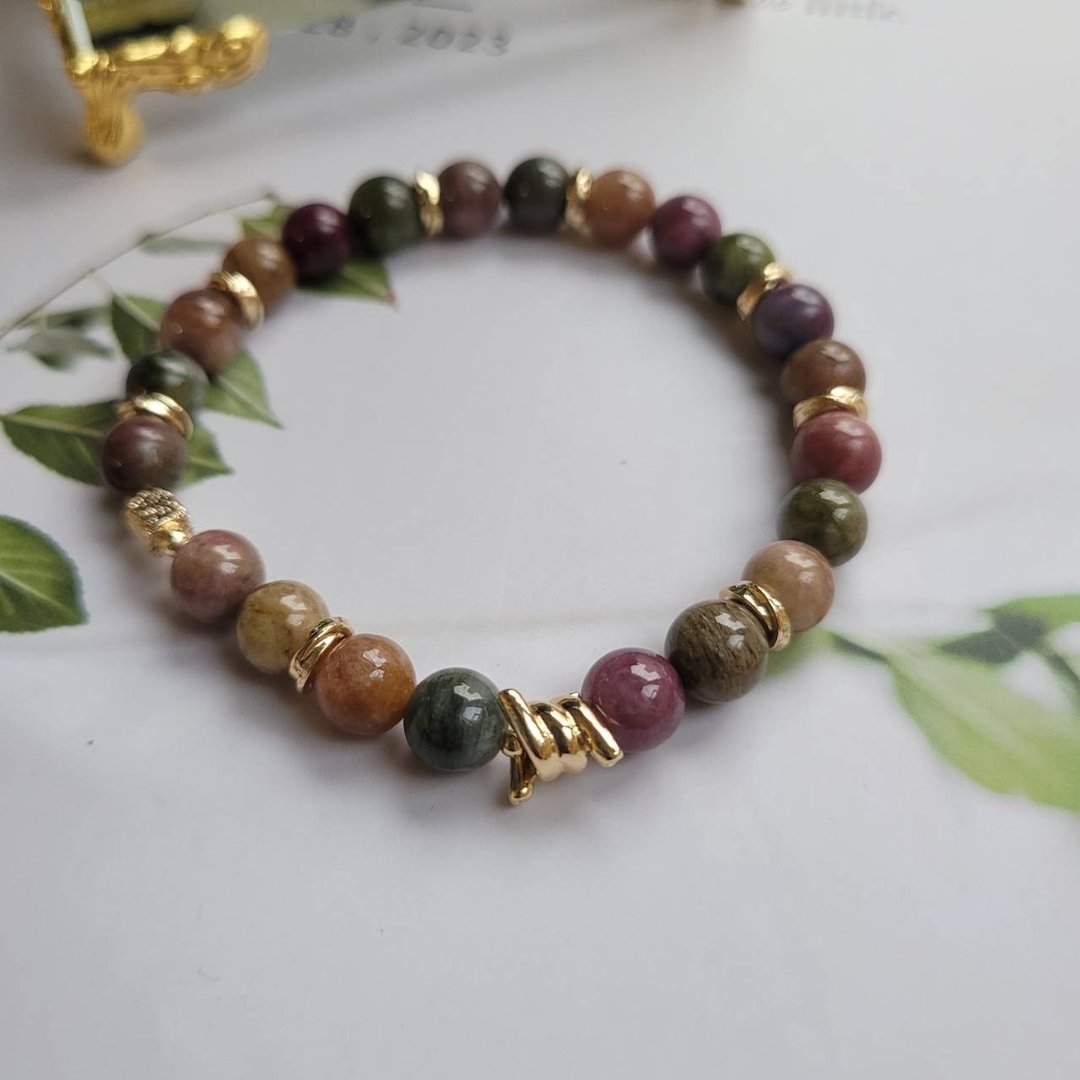 招财纳福贵人桃花/老矿糖果碧玺 - 手链/手环 - 水晶 