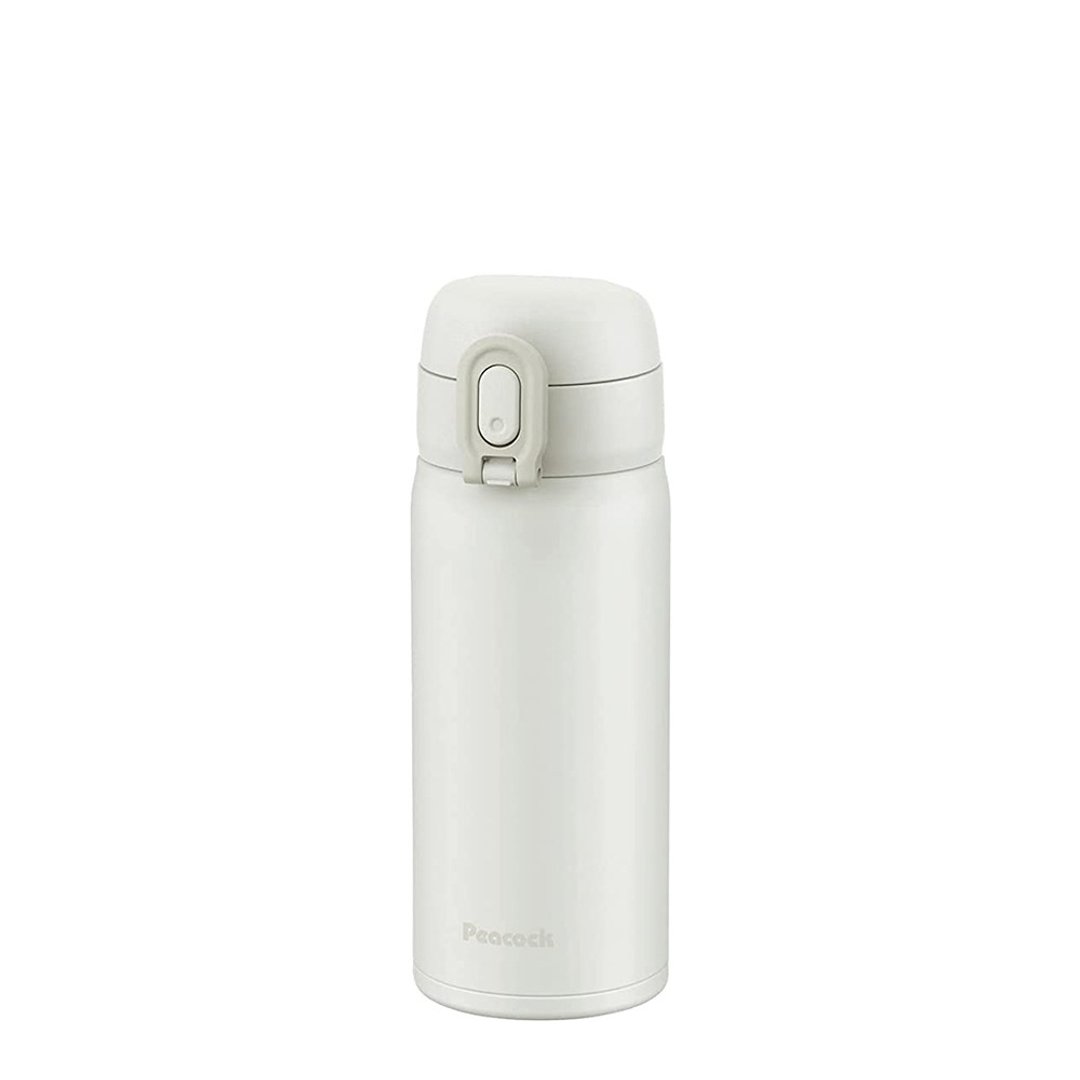 【孔雀Peacock】350ML 不锈钢保温杯 锁扣式弹盖 直饮口设计-白 - 保温瓶/保温杯 - 不锈钢 白色