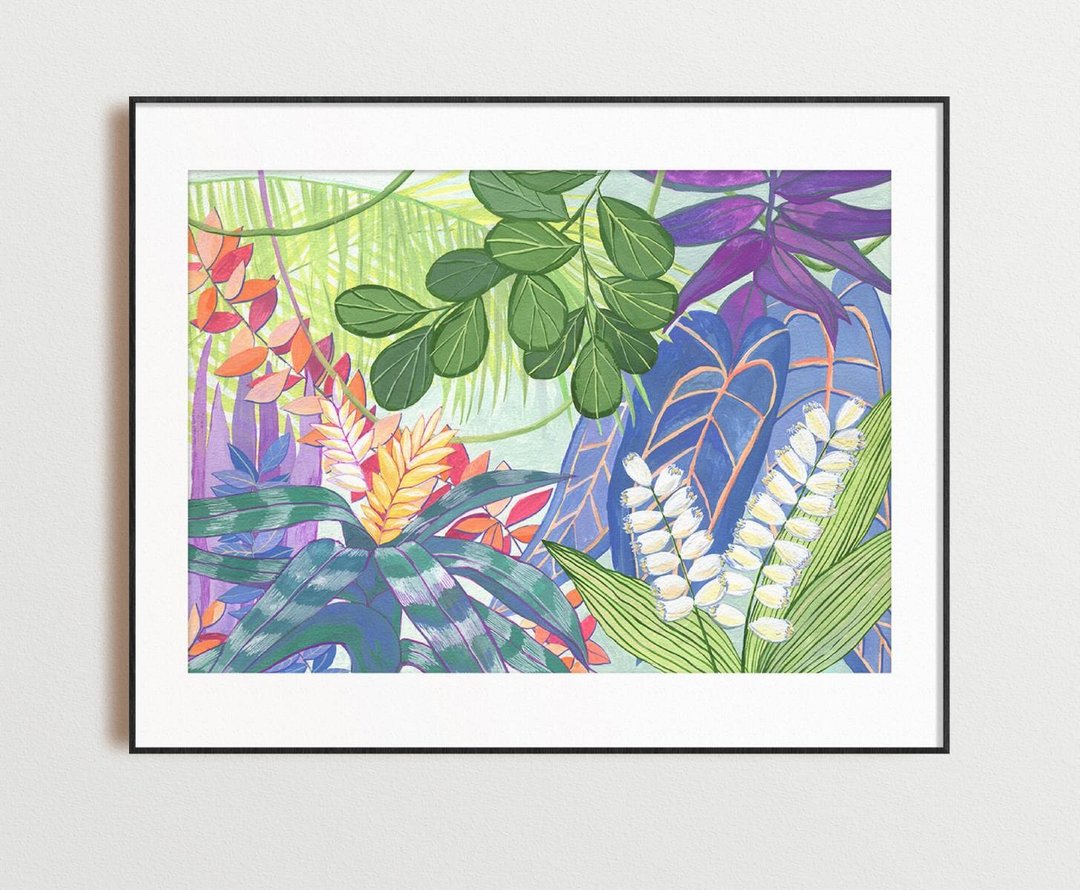 丛林画 30x40 厘米原创水粉画 11'x16' 花卉画 - 墙贴/壁贴 - 纸 绿色