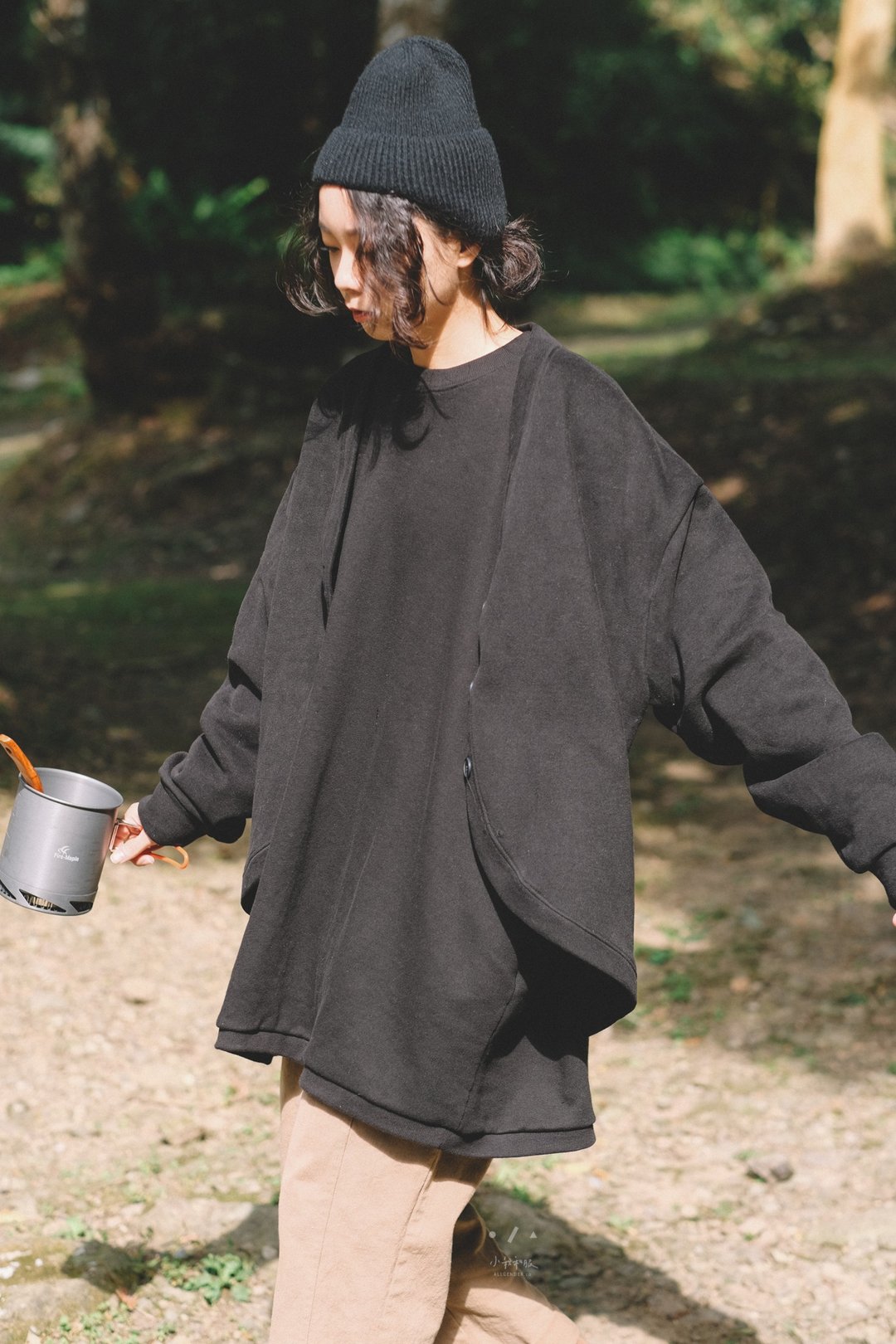 优格无负担圆弧刷毛外套 - 2色 -黑色 - 女装休闲/机能外套 - 棉 黑色