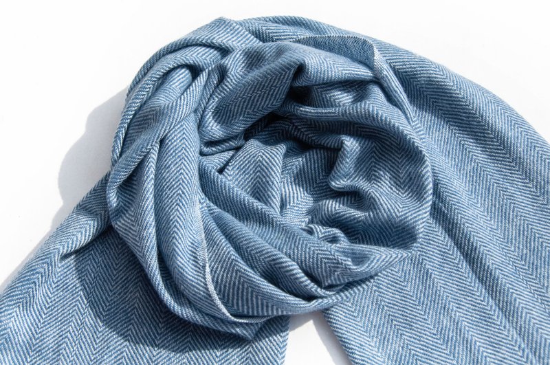 喀什米尔Cashmere 针织围巾 纯羊毛围巾 手织围巾 编织围巾-海洋 - 围巾/披肩 - 羊毛 蓝色