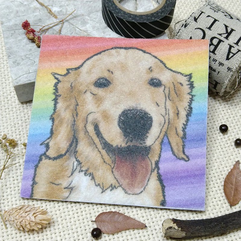 黄金猎犬-不织布杯垫-吸水杯垫~彩虹晕染 - 杯垫 - 聚酯纤维 