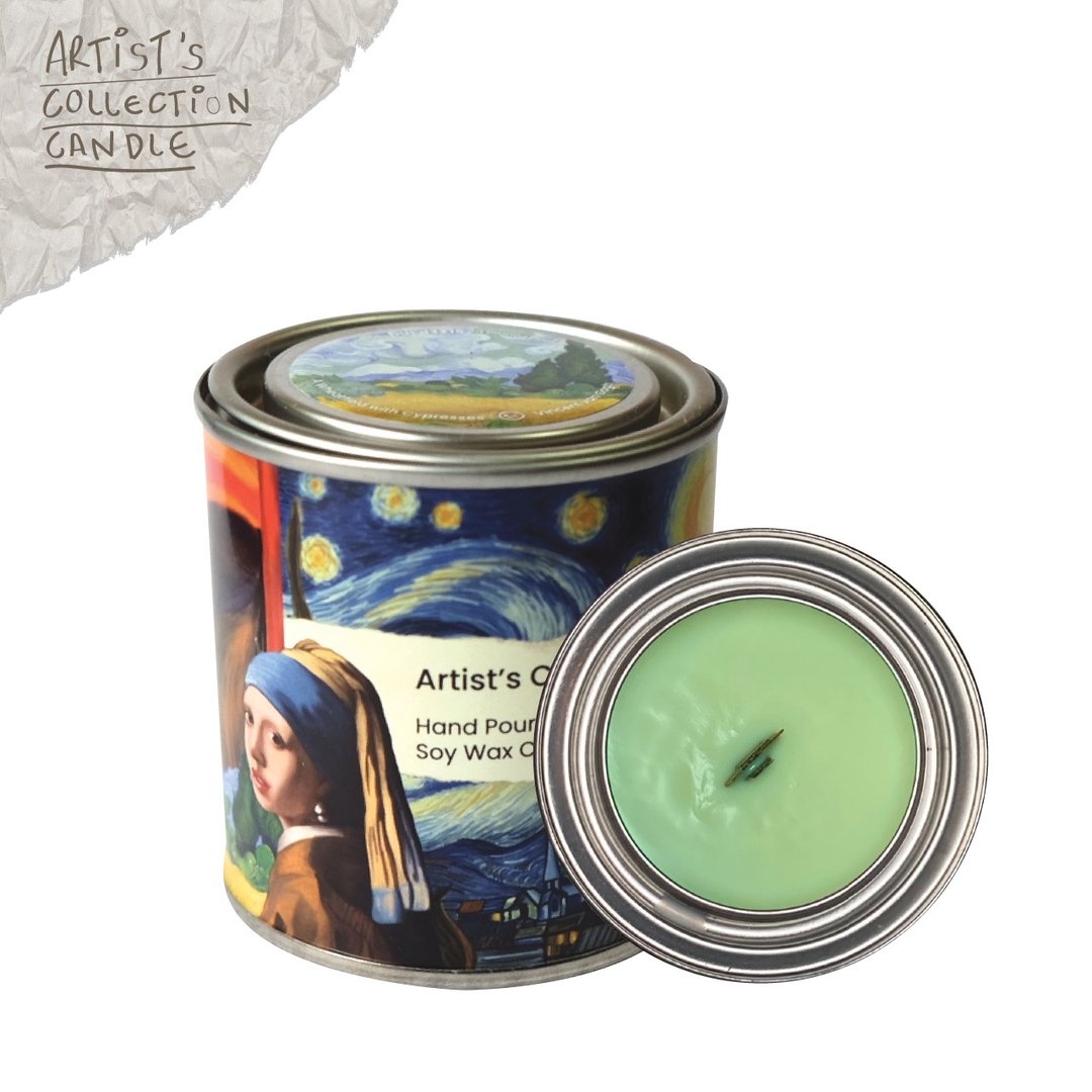 Artist Candle Collection - A wheatfield with cypress (Vincent Van Gogh) - 蜡烛/烛台 - 其他材质 绿色
