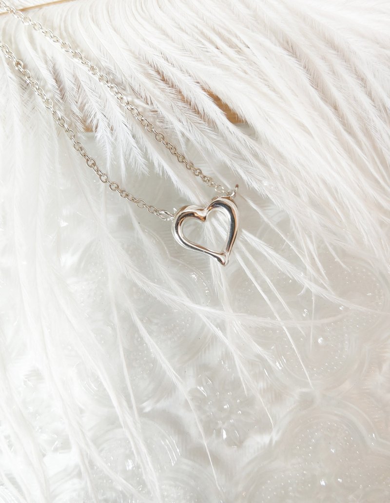 纯银爱心项链 立体爱心 - 项链 - 银 银色