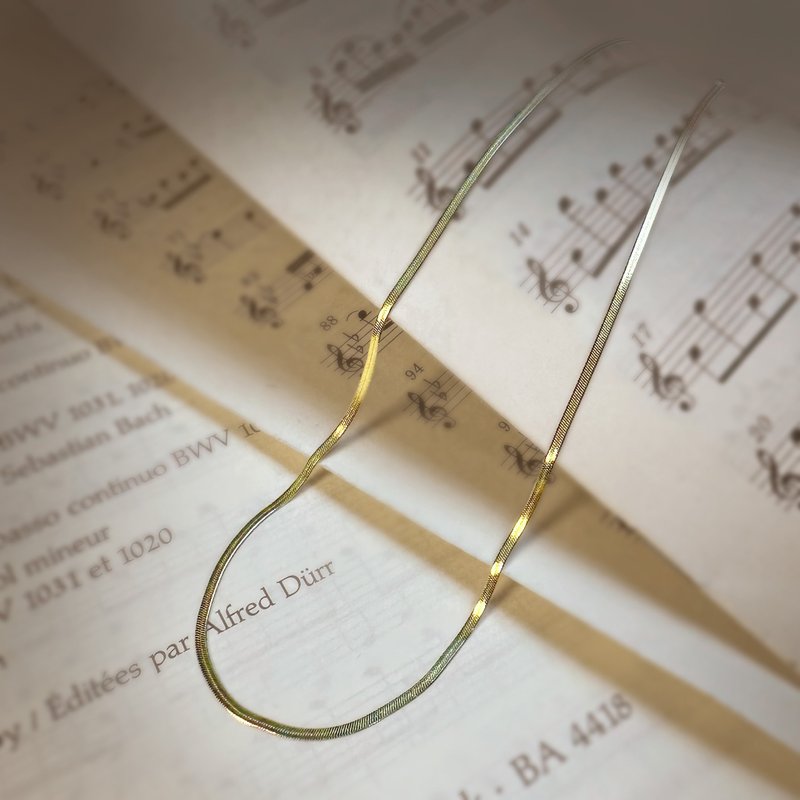 14K金色 316医疗钢项链/抗敏 可配戴洗澡 不锈钢 锁骨链 颈链 - 项链 - 不锈钢 金色