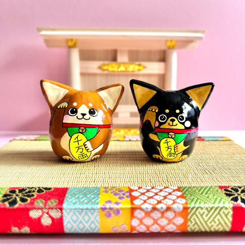 招财柴犬摆饰【黑柴】日本手作幸运小柴犬【1 只】 - 摆饰 - 粘土 黑色