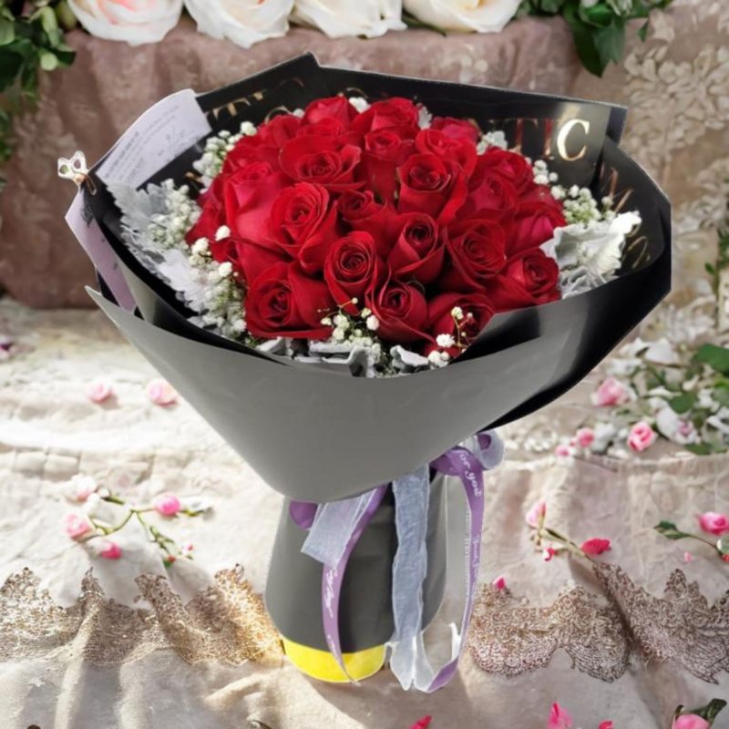 情深的爱花束 (红玫瑰50支、满天星等) (GF00323) - 植栽/盆栽 - 植物．花 