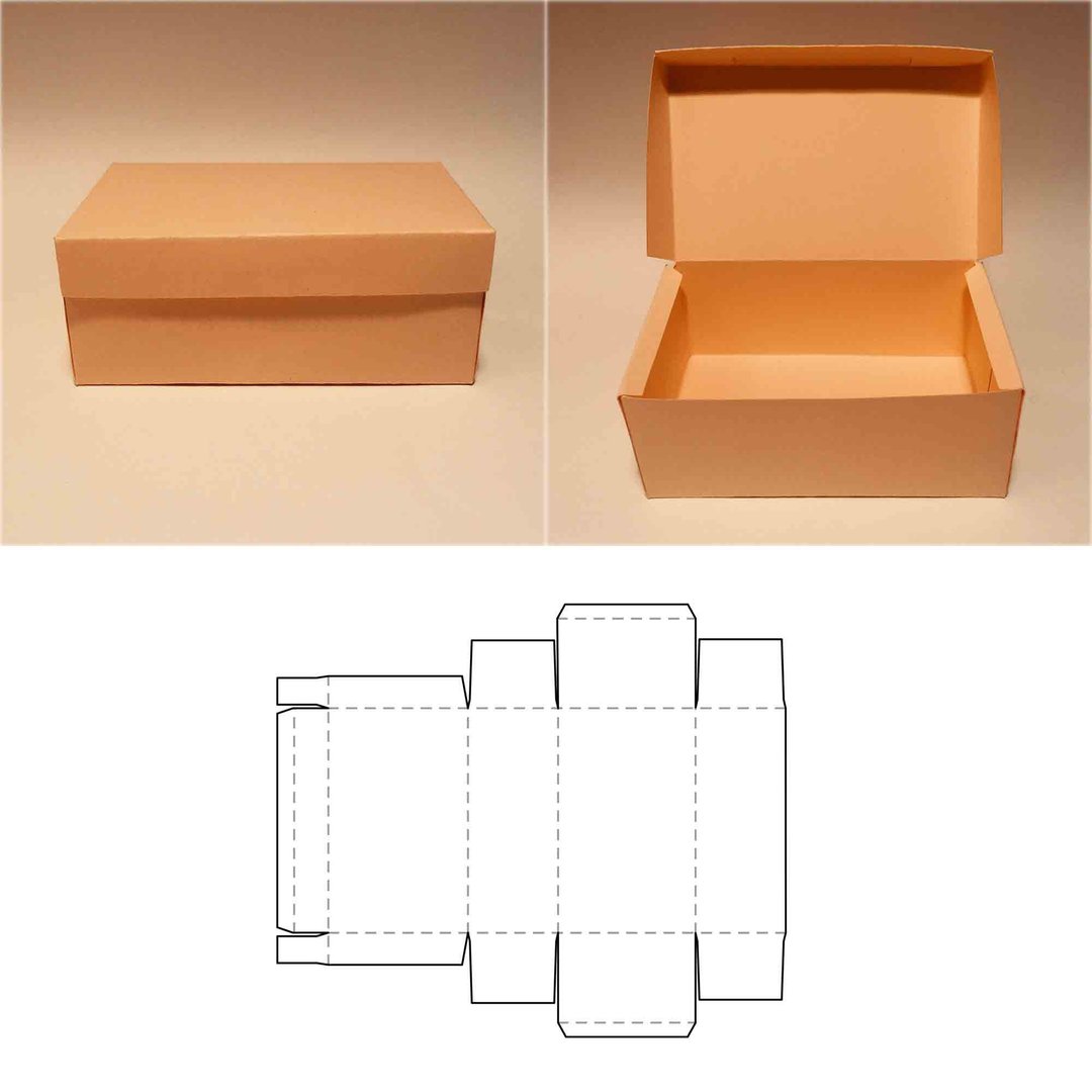 Box with lid template, rectangle box with lid, storage box with lid, SVG, PDF - 图文模板设计 - 其他材质 