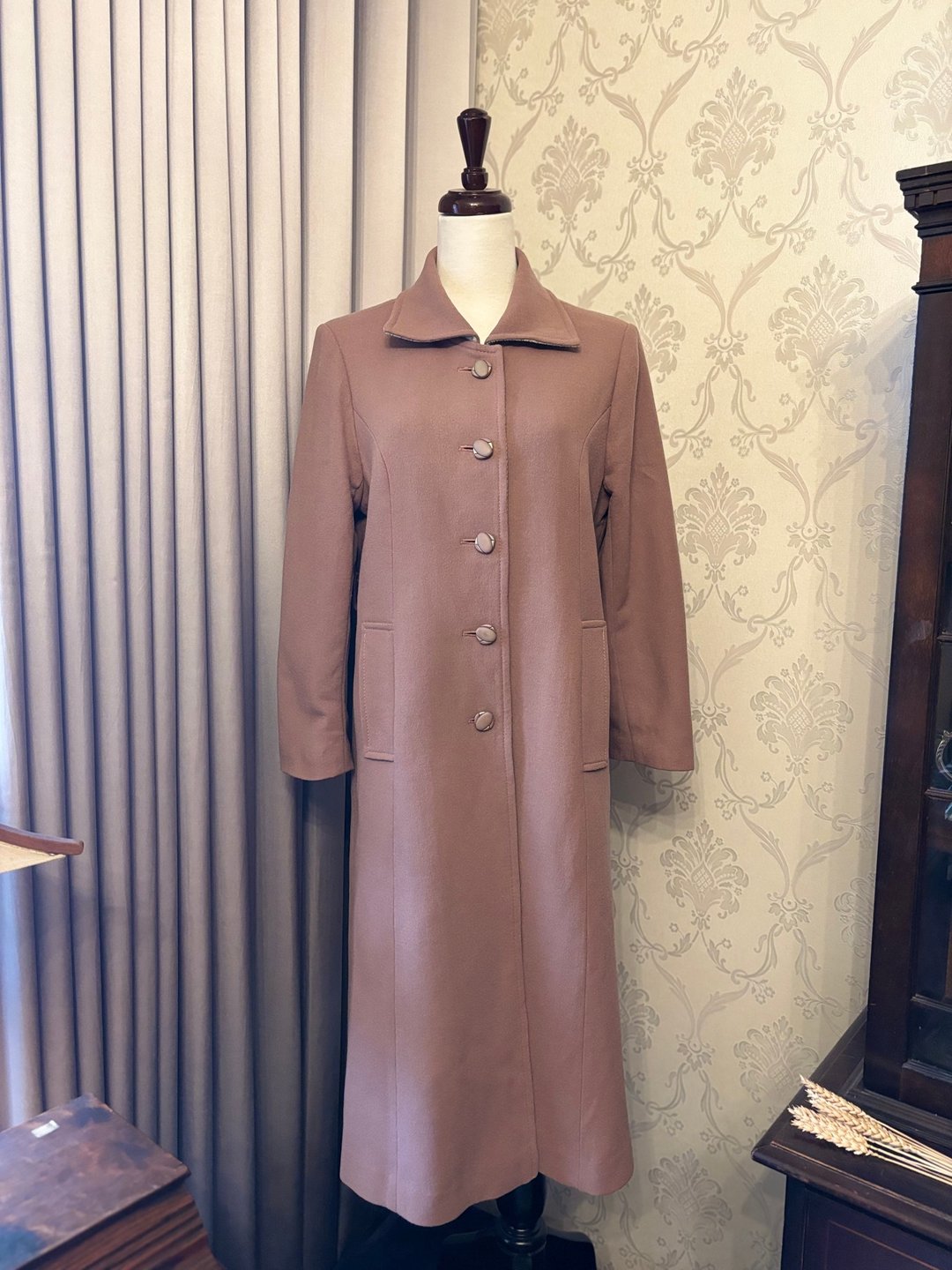 藕粉色纯毛双口袋古着大衣日本制 - 女装休闲/机能外套 - 羊毛 粉红色