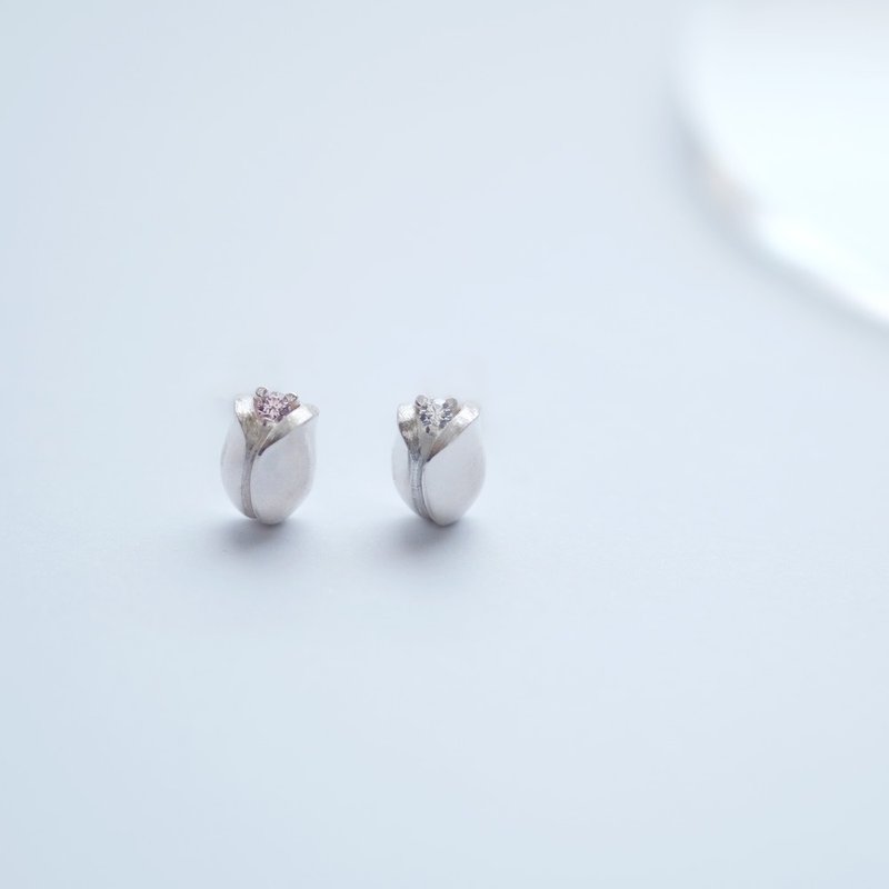 Tulip Earrings Clip-On Silver 925 - 耳环/耳夹 - 其他金属 银色