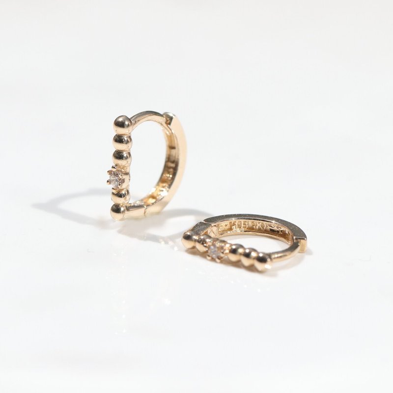 14K Ball CZ Lock Earring 珠珠钻耳扣耳环 - 耳环/耳夹 - 贵金属 金色