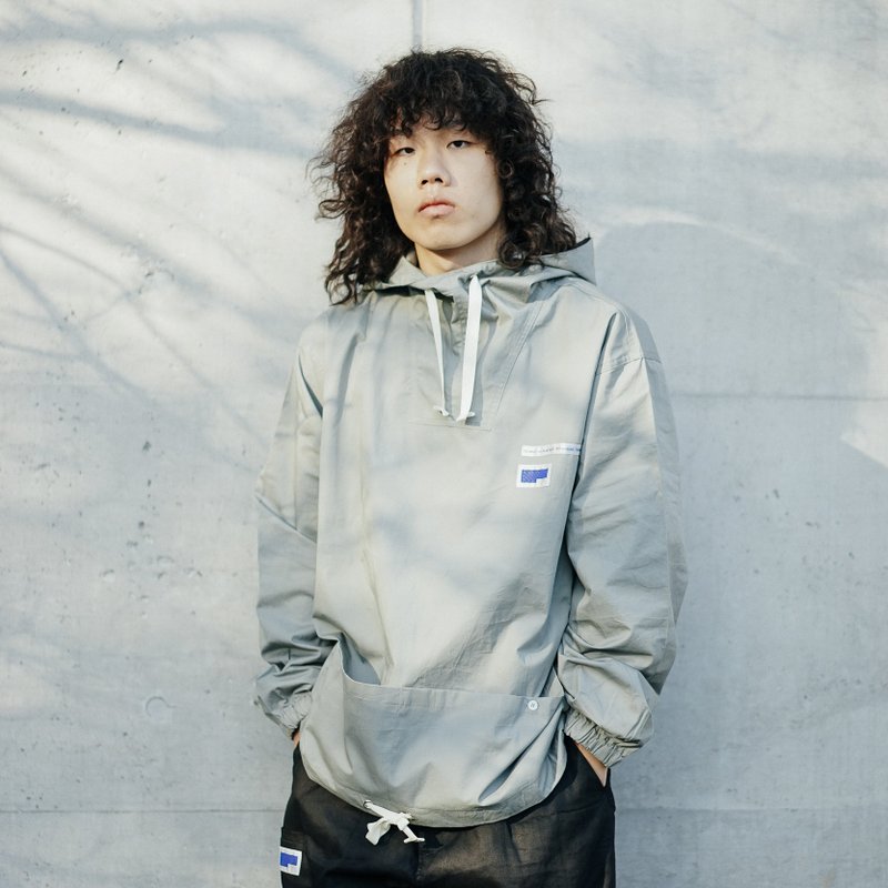 口袋抽绳套头连帽罩衫风衣 基础款宽松休闲日系 - 女装休闲/机能外套 - 棉．麻 多色