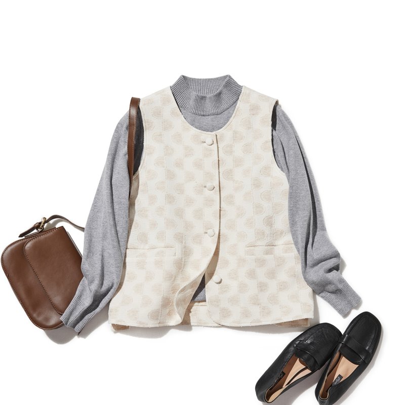 【连接季节的万能背心】 ∣ 棉麻背心 ∣ 有内衬 ∣ 250909-1 - 女装衬衫 - 棉．麻 卡其色