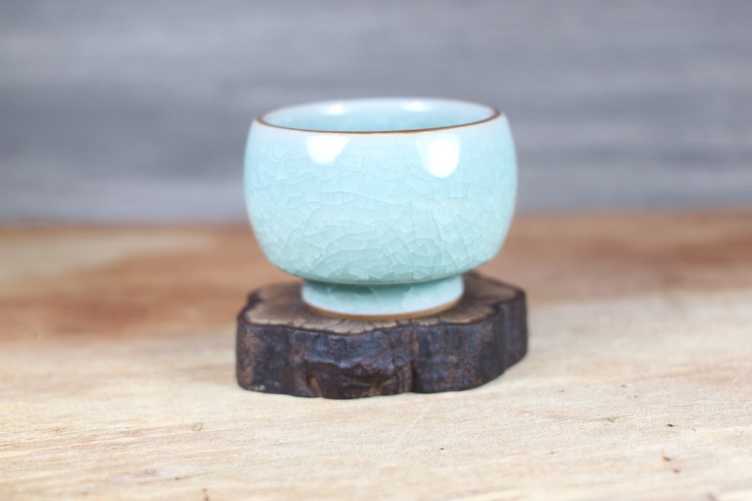 【父亲节礼物】哥窑冰裂纹 手拉小高足茶杯 名家叶敏祥作品 - 茶具/茶杯 - 陶 