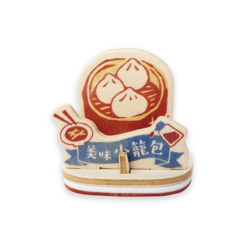 DIY印章明信片【印台湾-小笼包】特色小吃 木制模型玩具 - 木工/竹艺/纸艺 - 木头 橘色