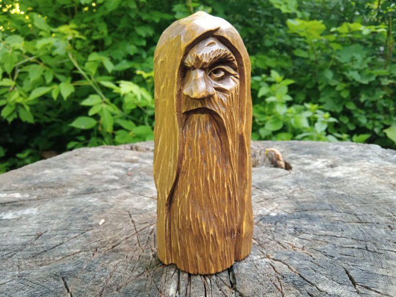 神Wotan。奥丁小雕像。奥丁木雕。 - 其他 - 木头 咖啡色