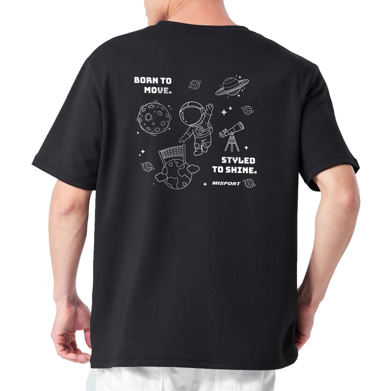 立体机能棉T-运动太空人-大星际线条背图款-排球 机能服 MIT - 男装运动衣 - 聚酯纤维 黑色
