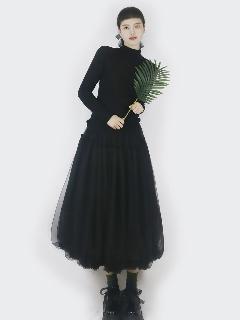 手工網紗蓬蓬裙 A字裙 花苞裙 紗裙 半身裙 長裙 - 裙子 - 聚酯纤维 多色