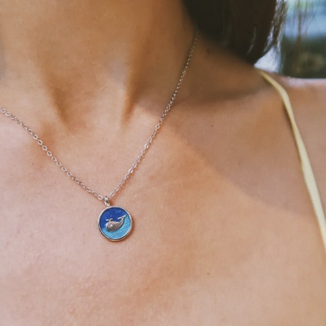 椰子海蓝鲸 COCONUTSEA BLUE WHALE - 项链 - 纯银 蓝色