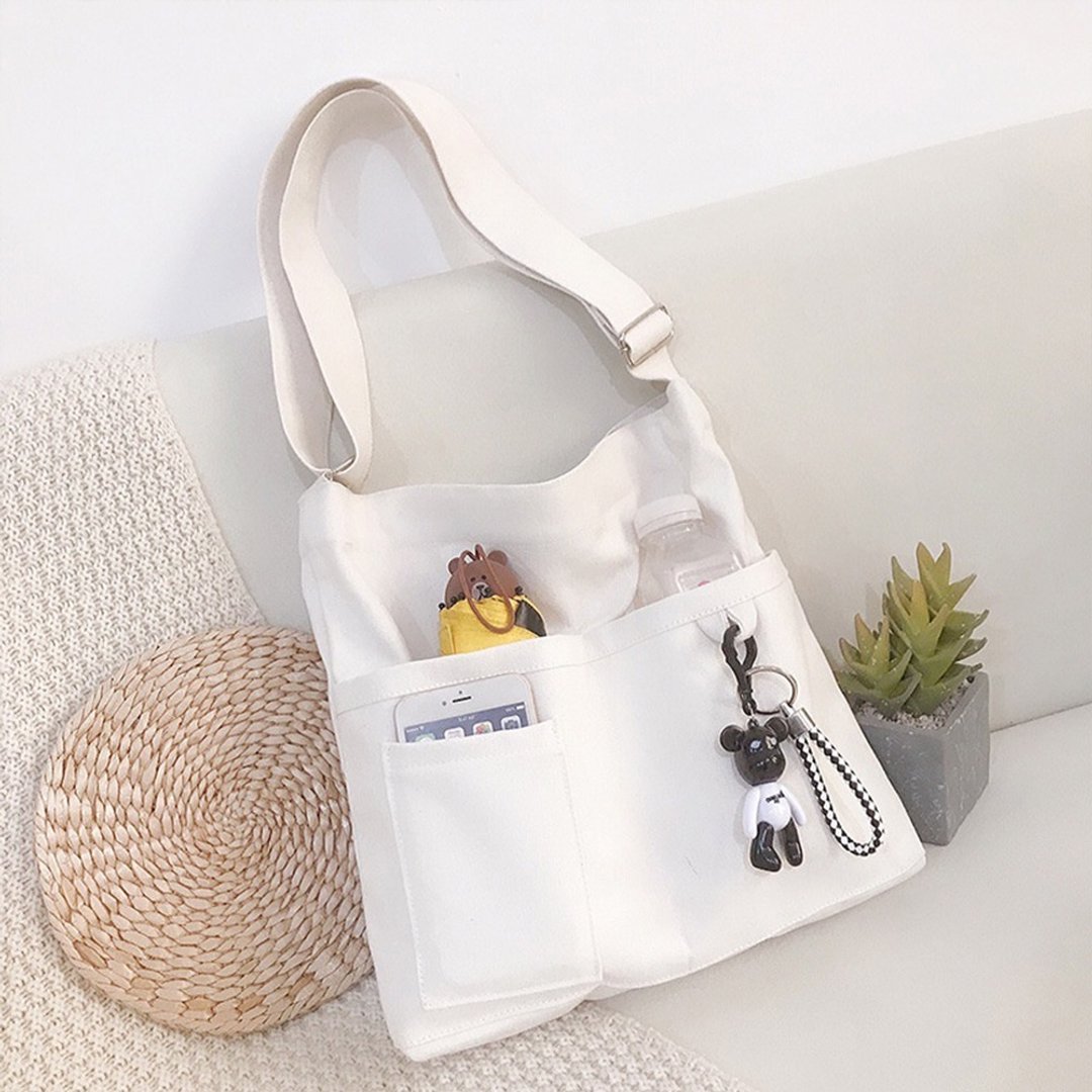 Messenger bag - Black &amp; White color - 侧背包/斜挎包 - 聚酯纤维 白色