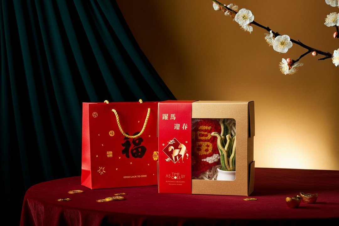 毛根虎尾兰 刺绣春联 柿柿如意挂饰 跃马迎春 新年手作开运礼盒 - 摆饰 - 聚酯纤维 
