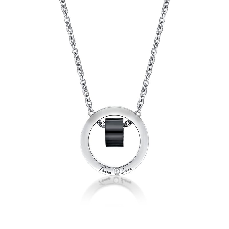 ::免费刻字:: 时尚真爱简约 西德钢项链-男款 - 项链 - 不锈钢 黑色