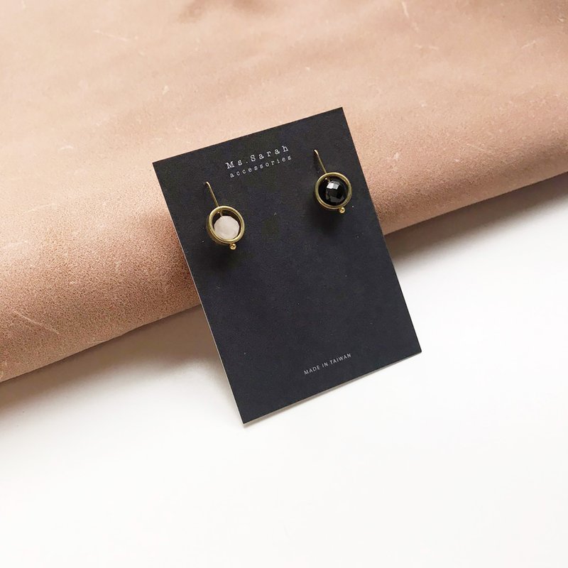 静谧天然石_黄铜耳环_碧玺(可改夹) - 耳环/耳夹 - 半宝石 蓝色