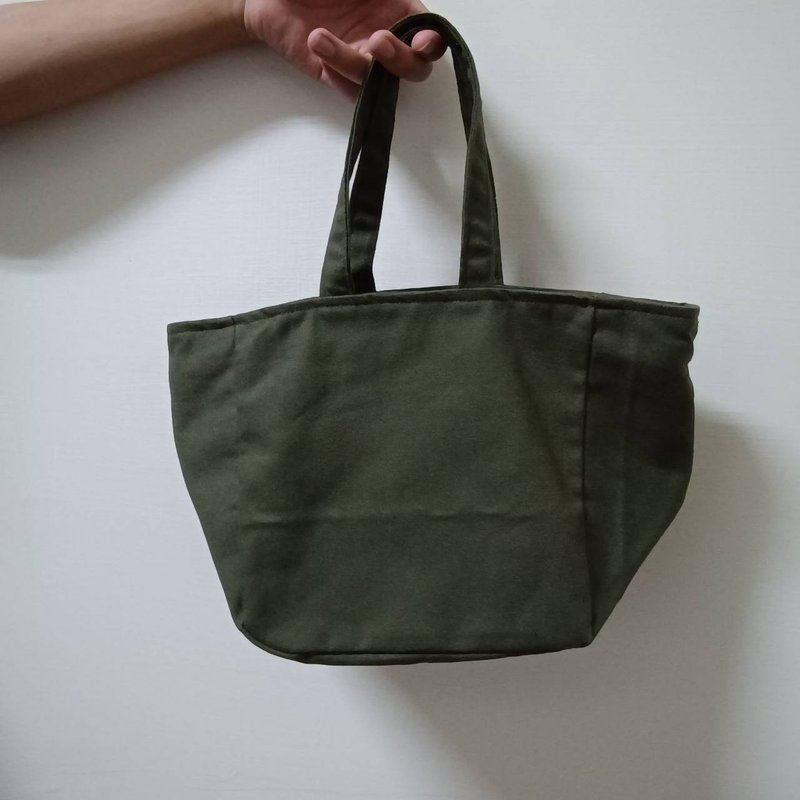 手提包 手提袋 经典款与梯形两用托特包 内里防水 橄榄绿 - 手提包/手提袋 - 棉．麻 绿色
